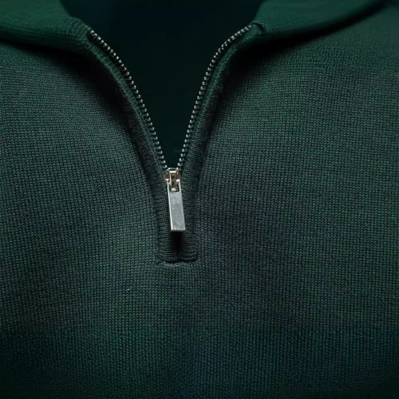 Men's knitted sweater with stand-up collar and zipper