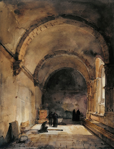 Cinq personnages sous une voûte 1825 1830