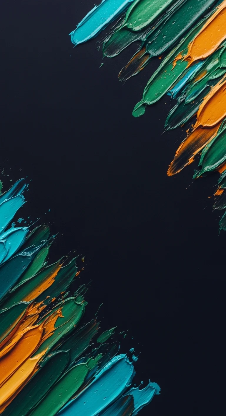 Abstract Textured Oil Paint Strokes in Teal Green and Ochre - Free 4K mobile Wallpaper