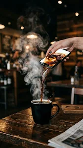 Surreal Photography of Coffee Pouring Out of a Smartphone Screen