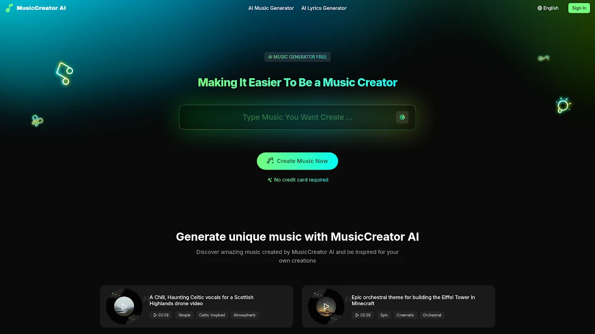 Captura de Creator AI