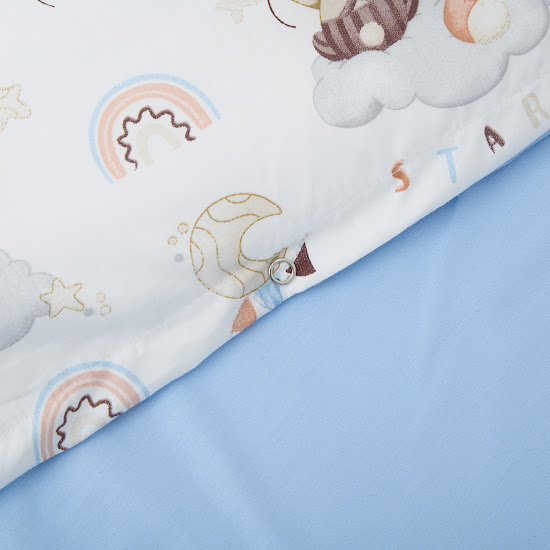 Детское сменное постельное белье 4 эл Twins Satin Limited Bear & Fox голубой