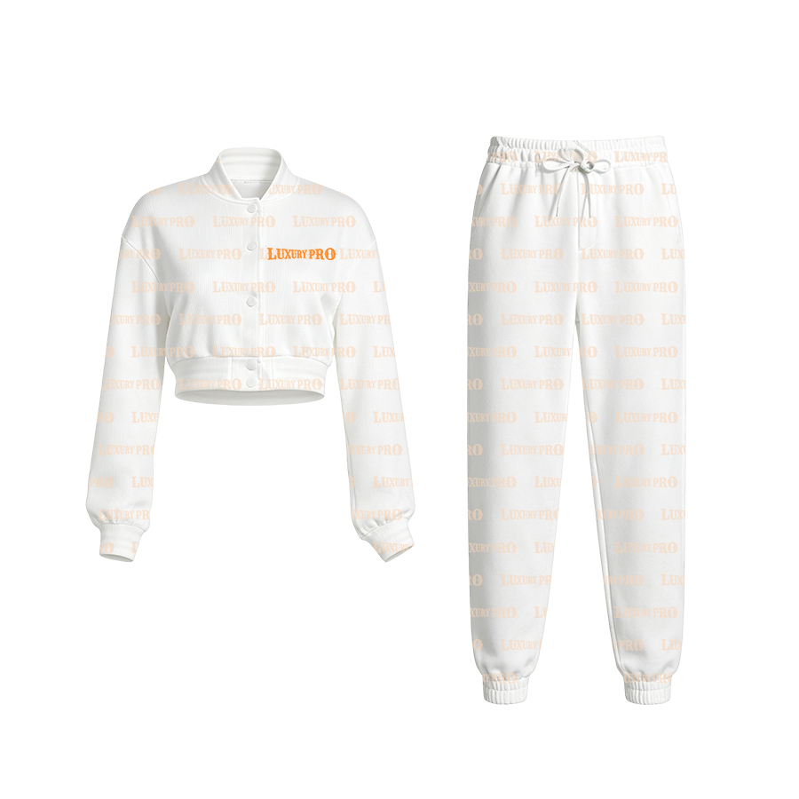 AOP Cropped Baseball Jacket & All Over Print Sweatpants Set