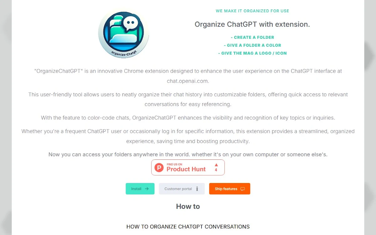 Captura de ChatGPT Organize