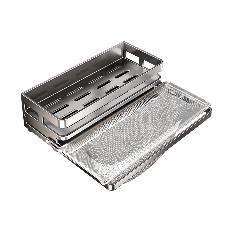 Kitchen rack with draining rack and mesh nets