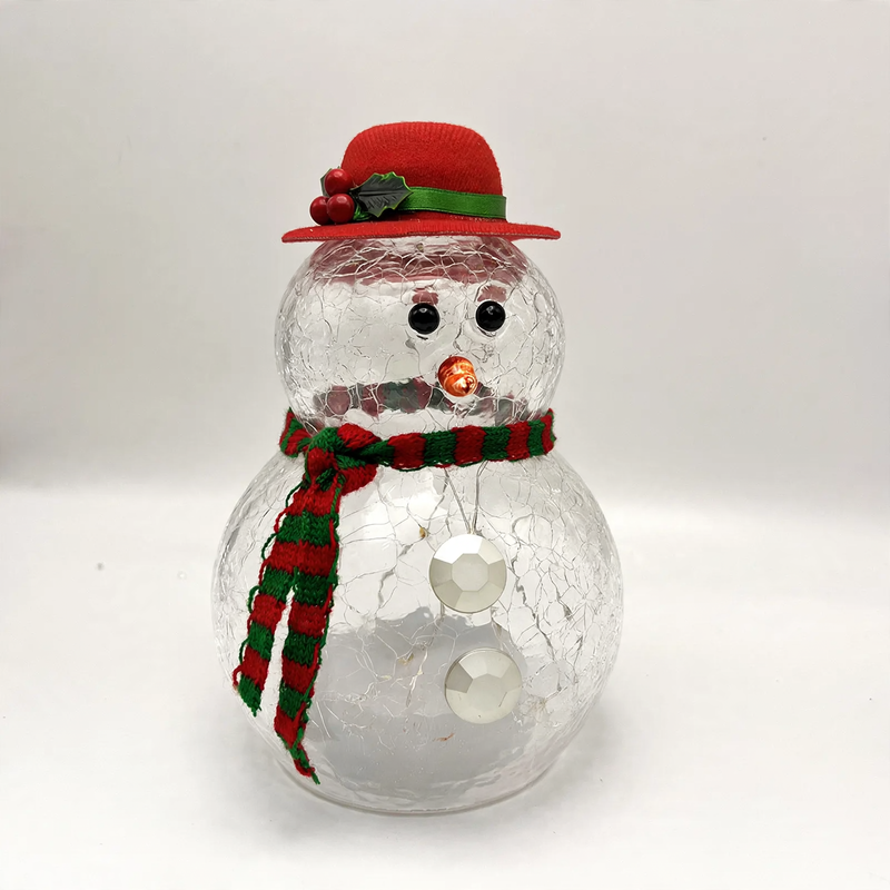 Decorative glass snowman figure with lighting