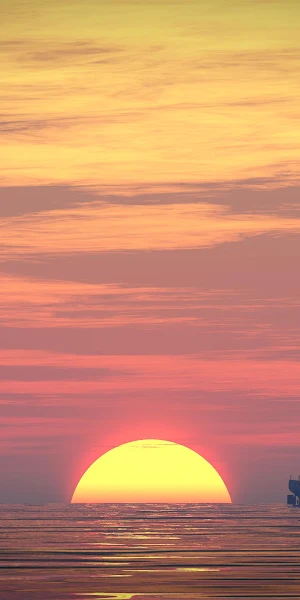 Ocean Sunset, Sea, Cargo Ship, Maritime Transport 4K Wallpaper Background