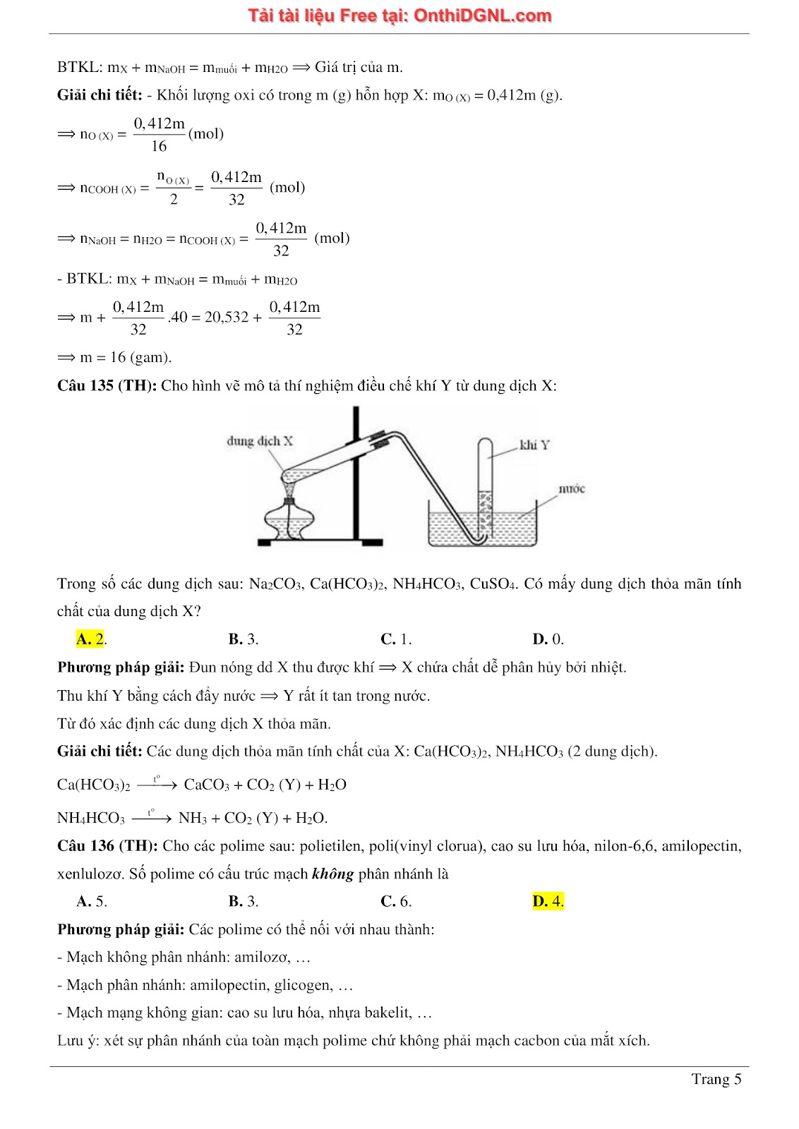 260 bài tập môn Hóa học - Ôn thi ĐGNL ĐHQG Hà Nội Phần 2
