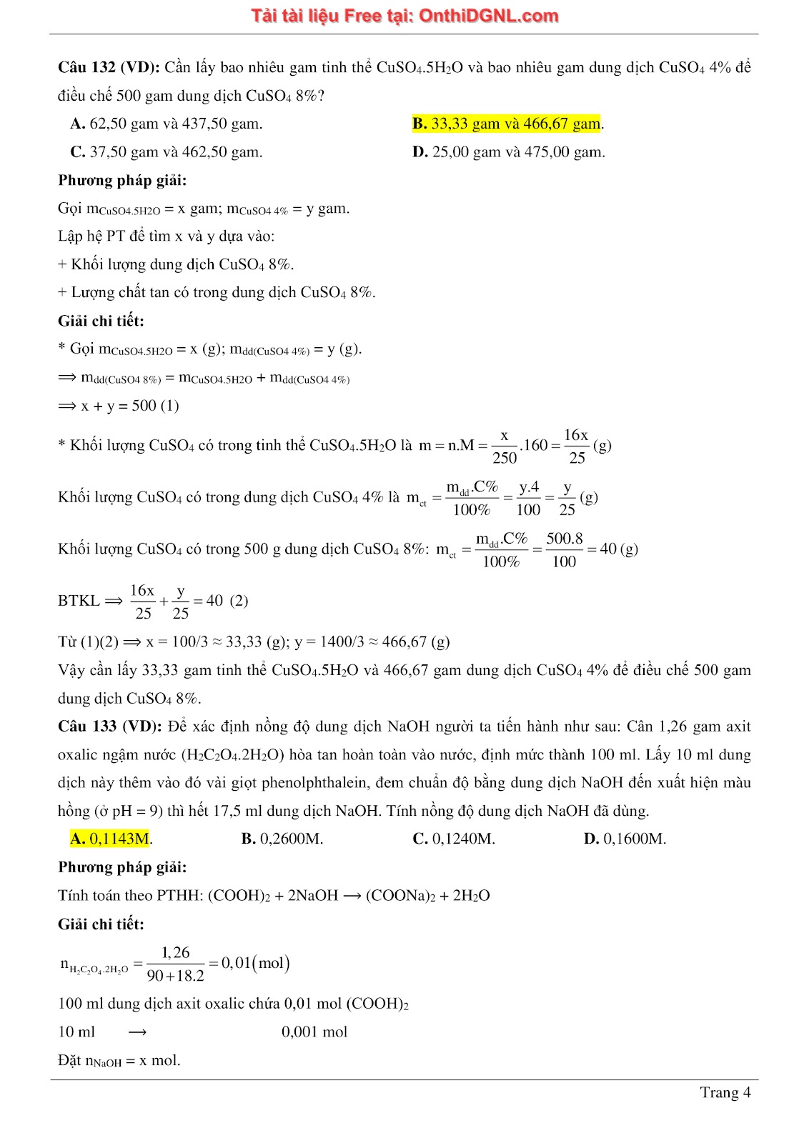 260 bài tập môn Hóa học - Ôn thi ĐGNL ĐHQG Hà Nội Phần 8