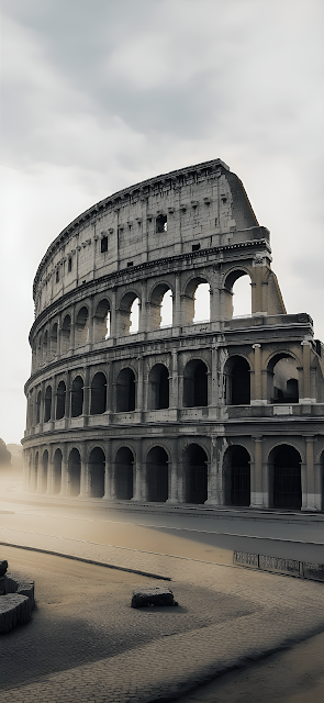 Roman Colosseum Morning Mist Sepia Toned Ancient Structure - Free mobile Wallpaper