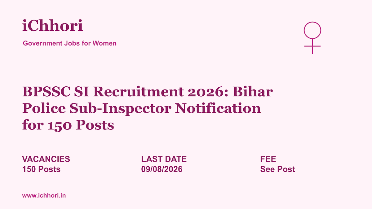 BPSSC SI Recruitment 2026: Bihar Police Sub-Inspector Notification for 150 Posts - iChhori