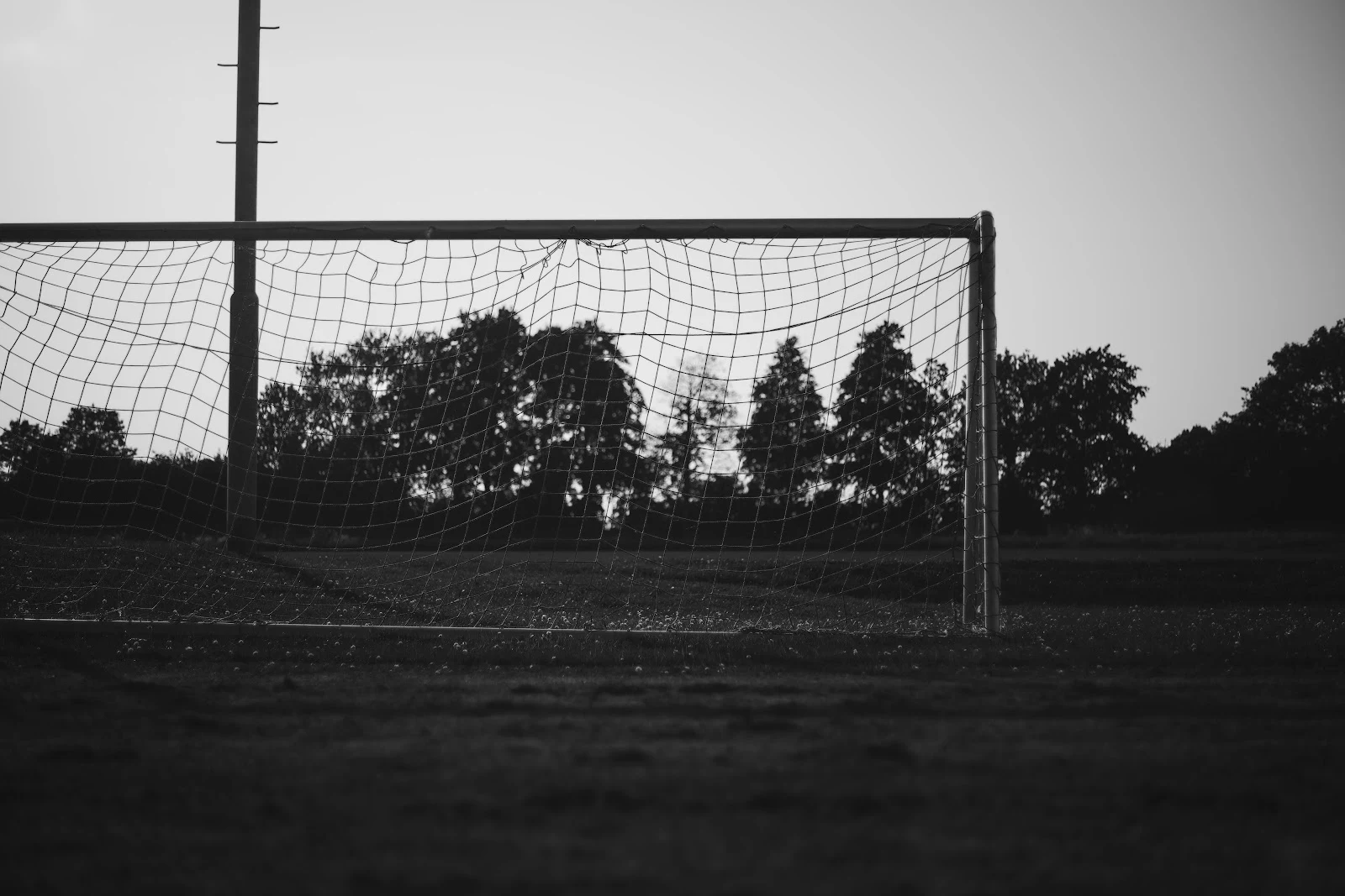 Soccer Goal In Empty Field - Monochrome Photography 5K Wallpaper (6022x4016)