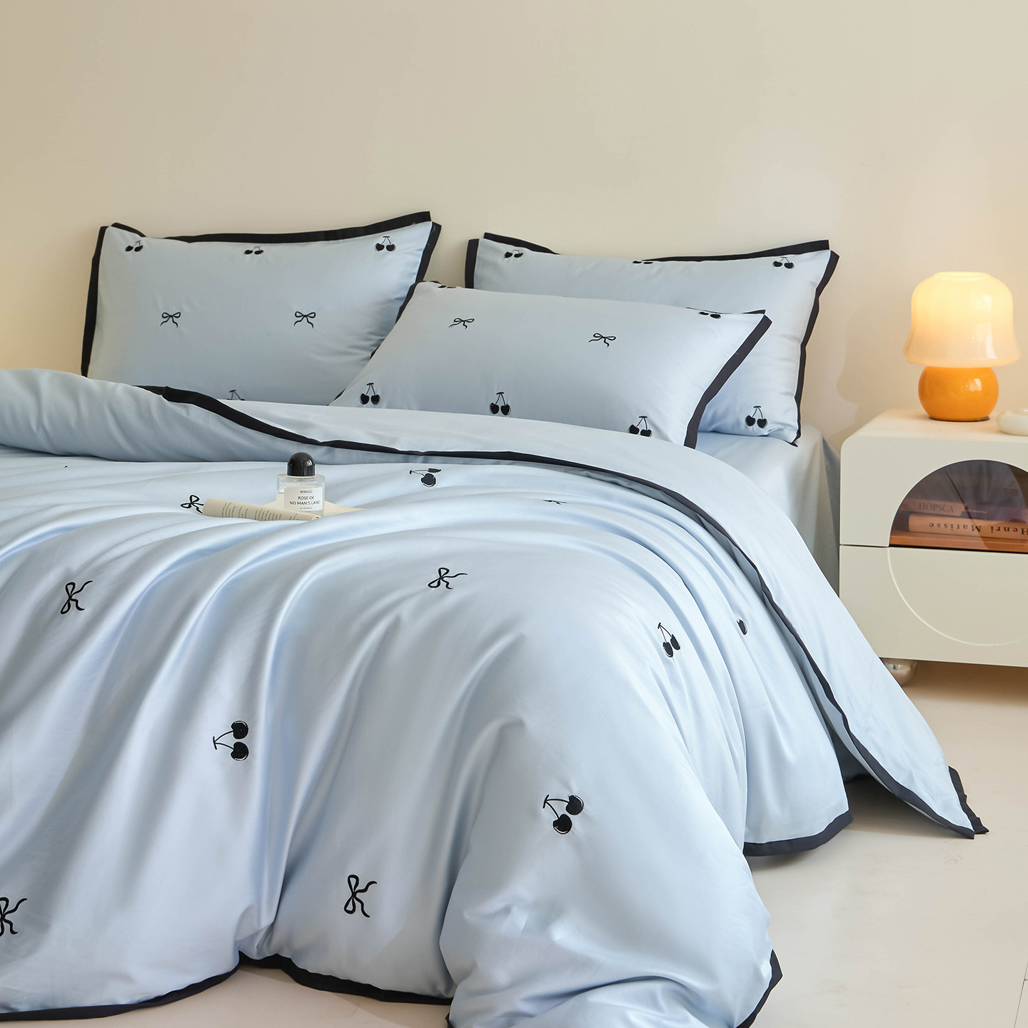 Korean Bedding with Embroidery, 4-piece, Cotton