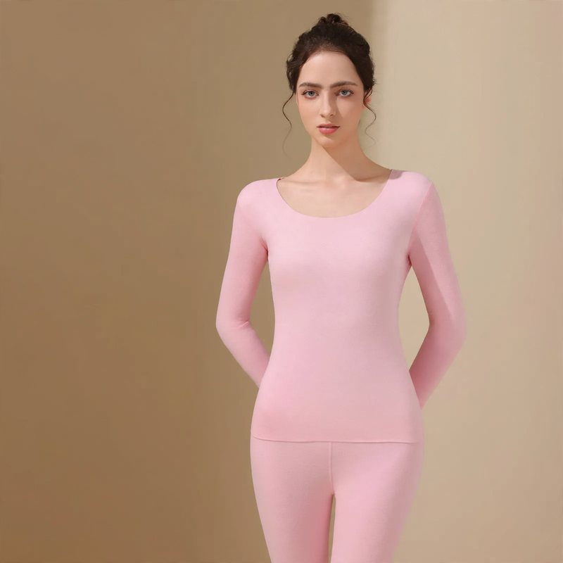 Seamless thermal underwear set with brushed fabric on both sides