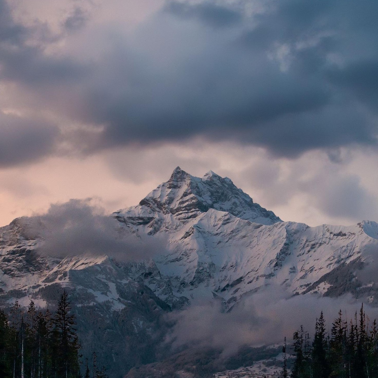 Download Snowy Mountain Road At Dusk 2K iPhone