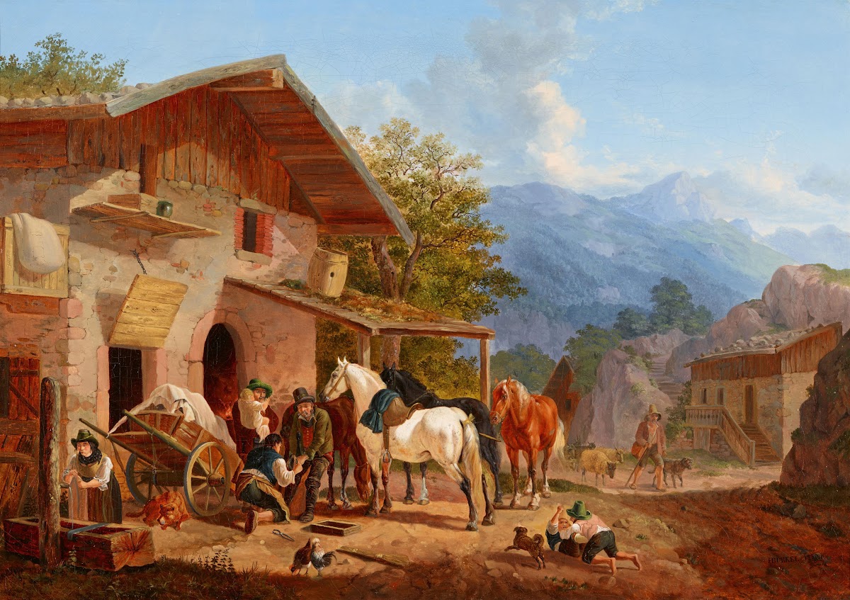 Schmiede in einem Gebirgsdorf 1830