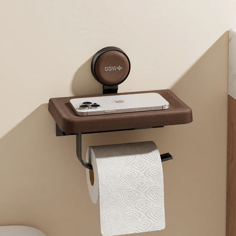 Wall-mounted paper holder with suction cup, plastic