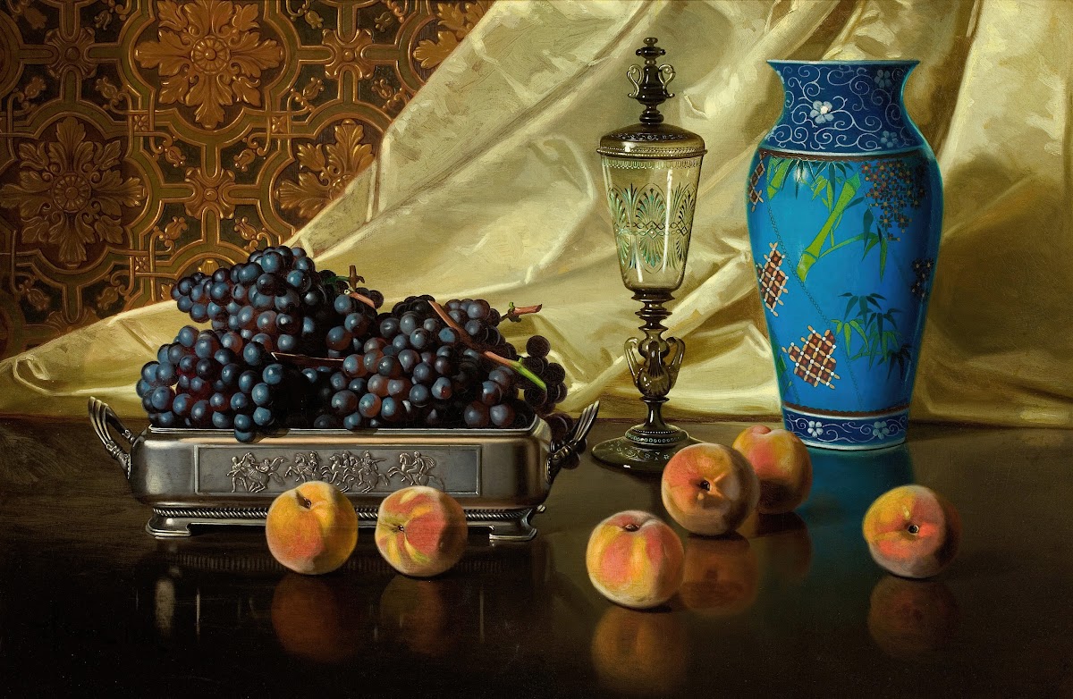 Still Life with Peaches and Grapes in a Silver Dish 1881