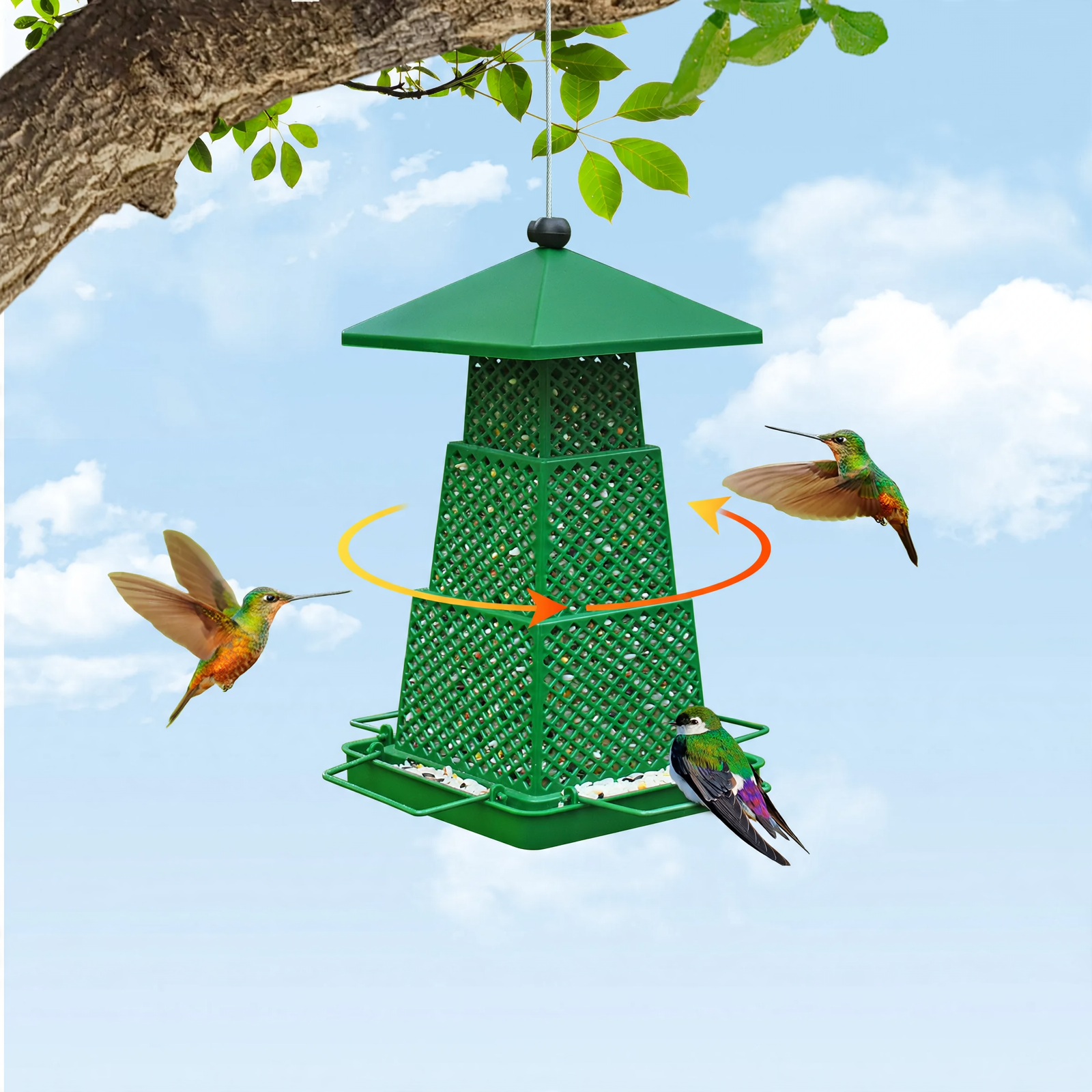 Quadratische Kunststoff-Vogelfutterstation