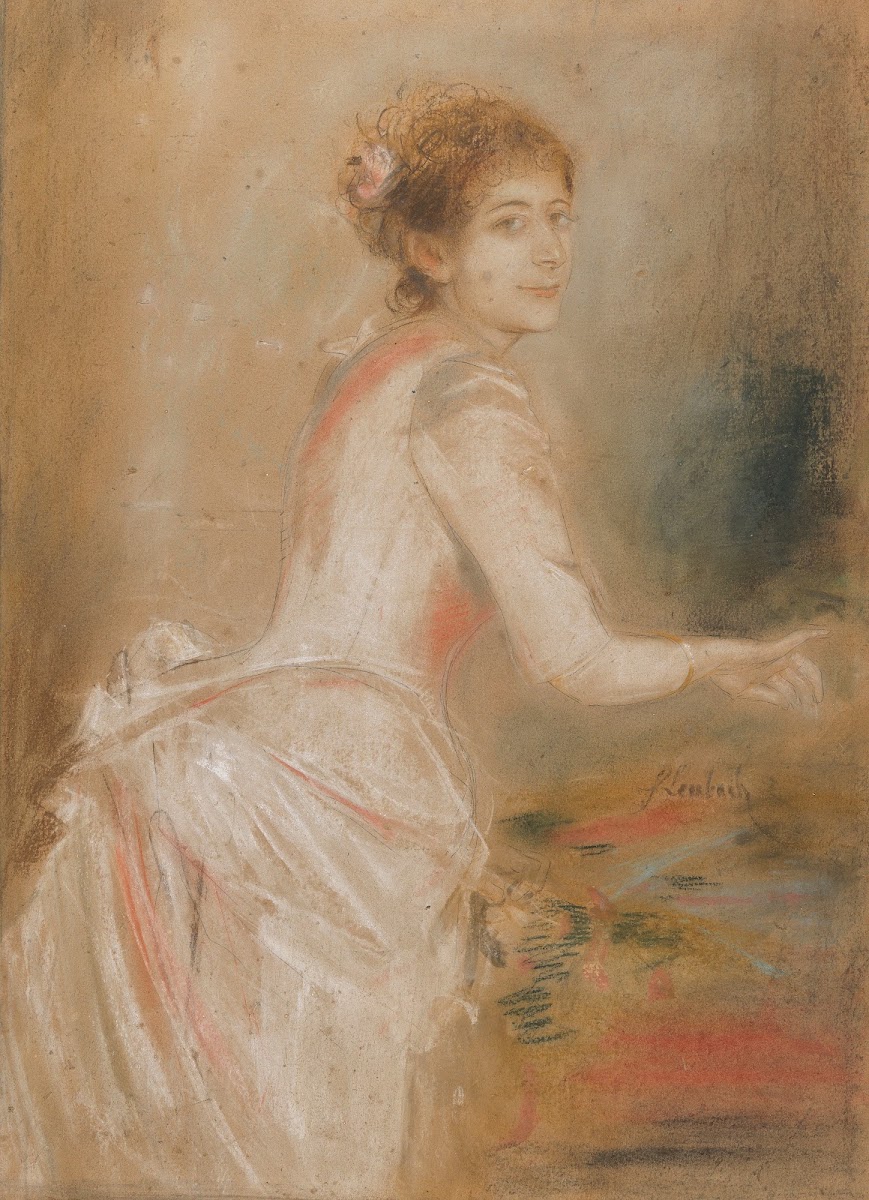 Porträt einer jungen Dame im weißen Kleid Ca 1880 90