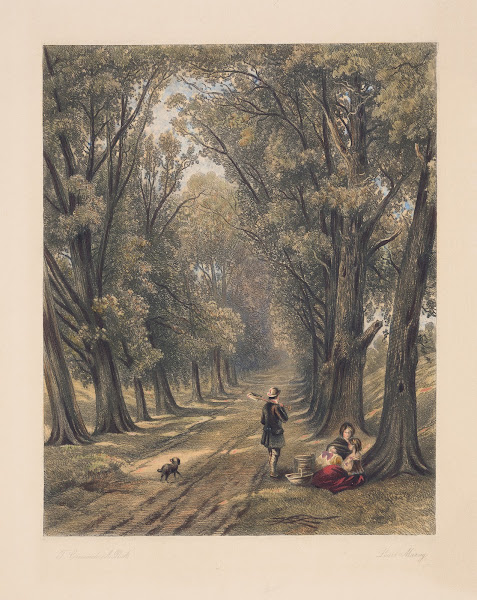 Landscape with tree lined country road Thomas Creswick 1850