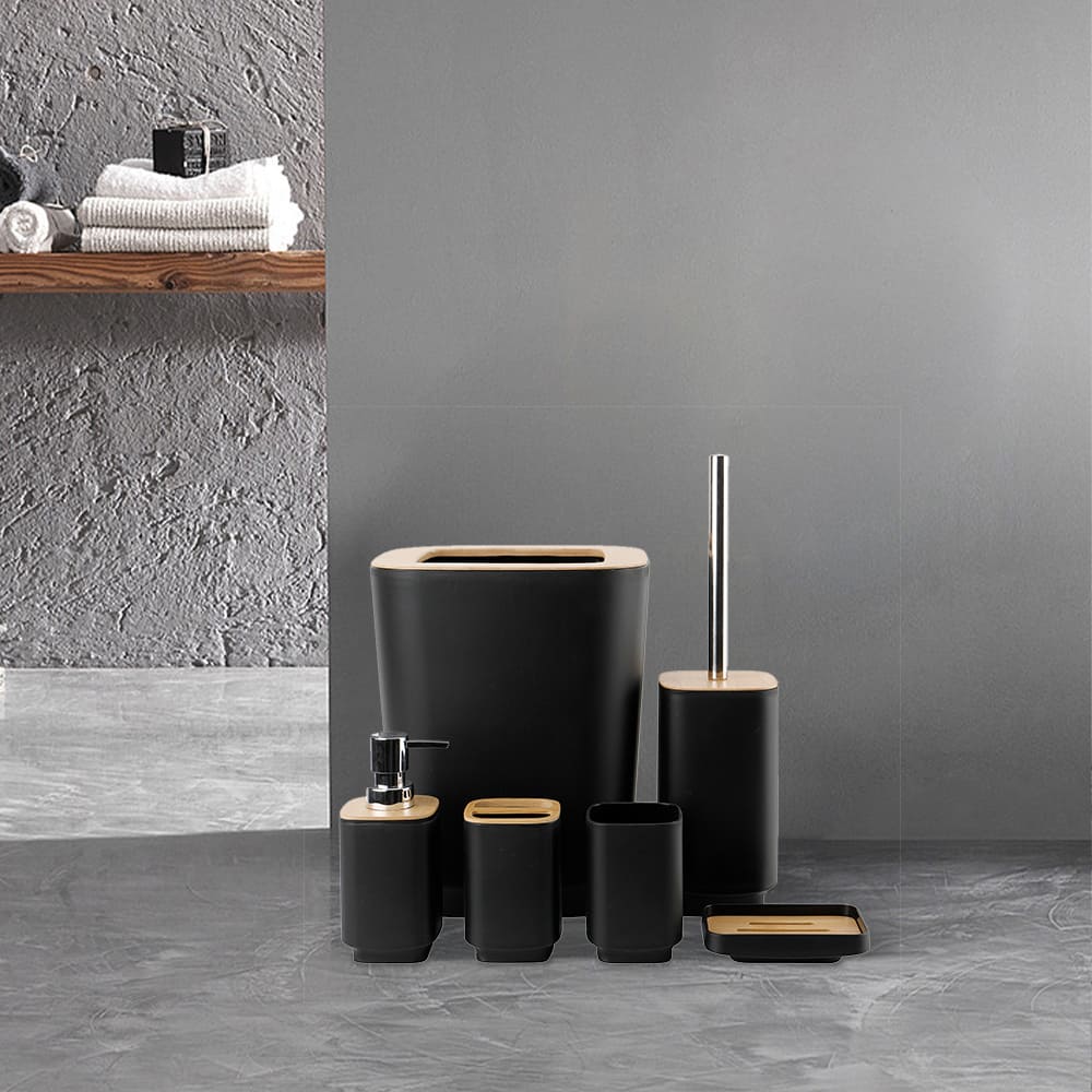 Set de baño de polipropileno Link Life™ color negro, 6 piezas