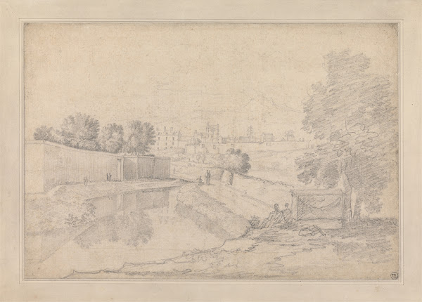 Italian Landscape with River Running Between High Wall at Left and High Bank at