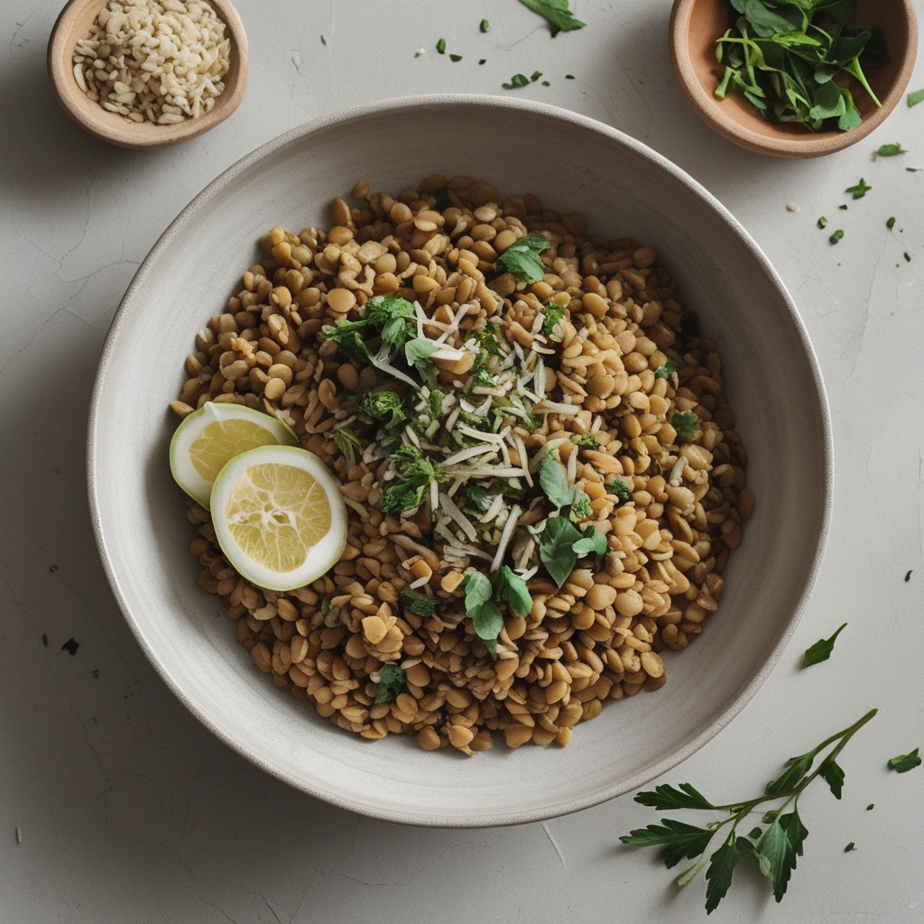 Mediterranean Lentil & Farro Veggie Bowls with Lemon-Tahini Drizzle