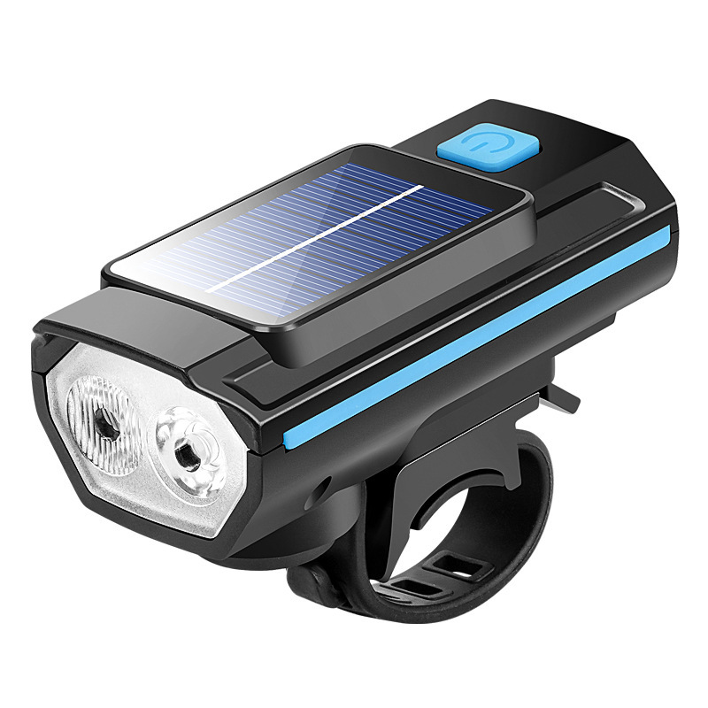 Bike light, solar charging, with horn and bell