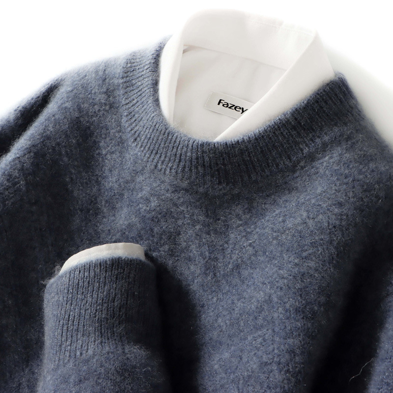 Men's Wool Sweater, Round Neck, Loose Fit