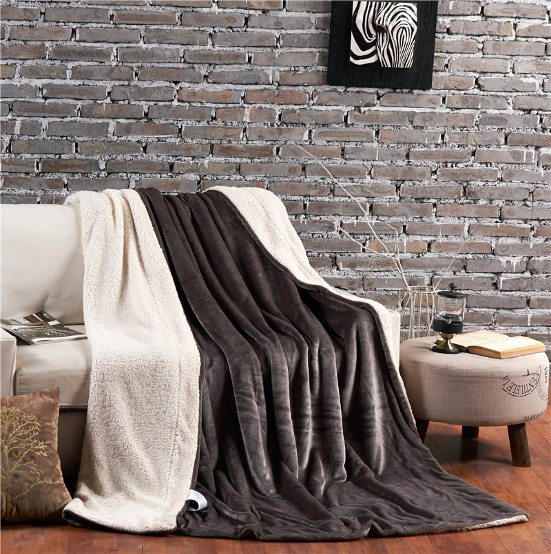 Doppellagige Lammfleece-Wohndecke, extra warm