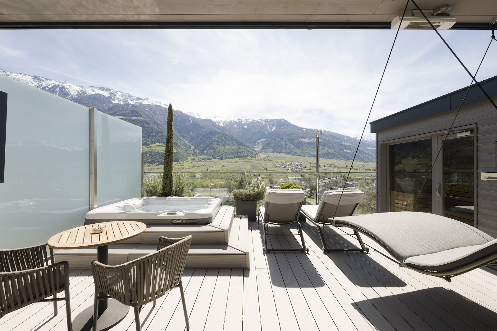 Preidlhof penthouse suite terrace Alpine view