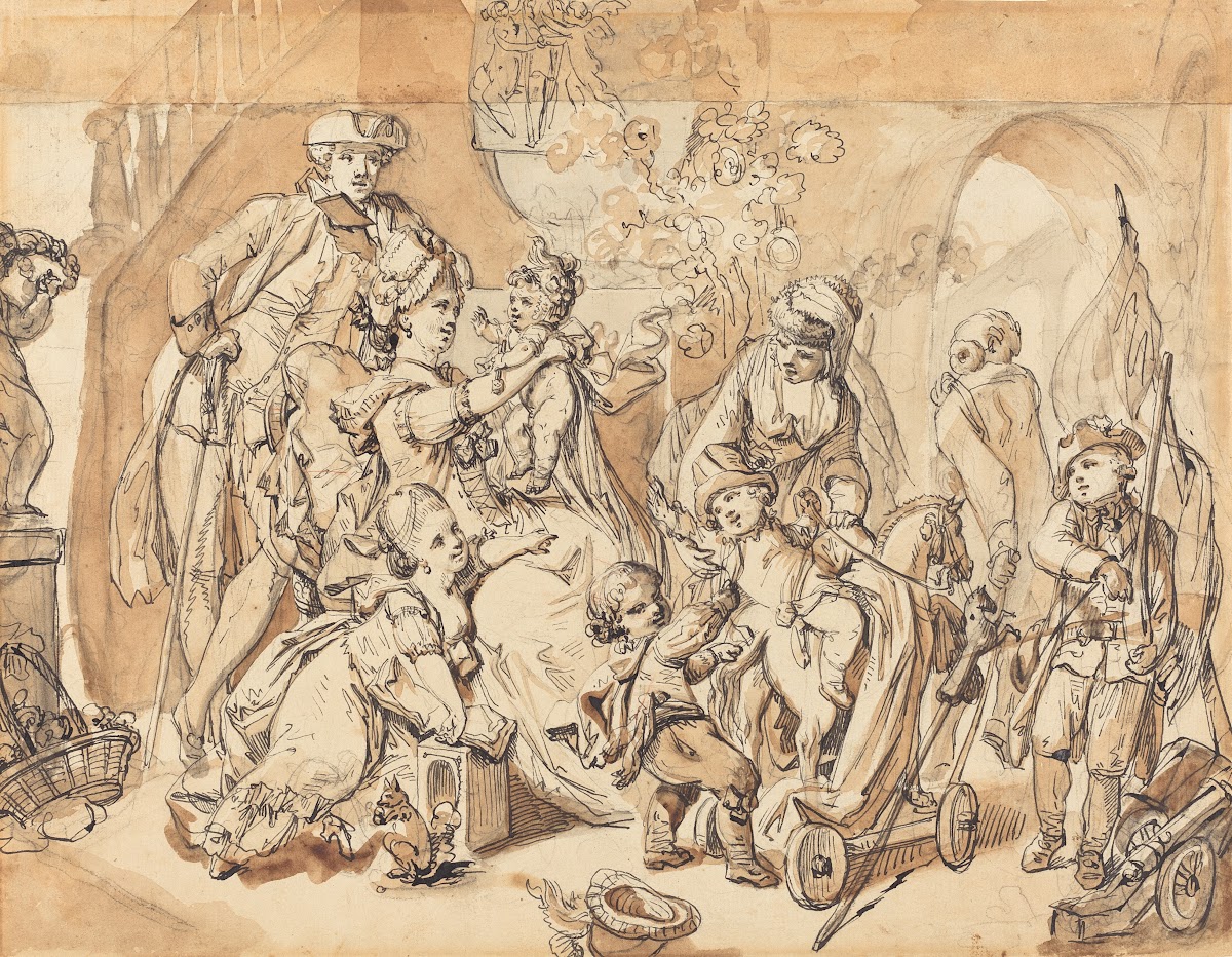 The Happy Family with Children Playing