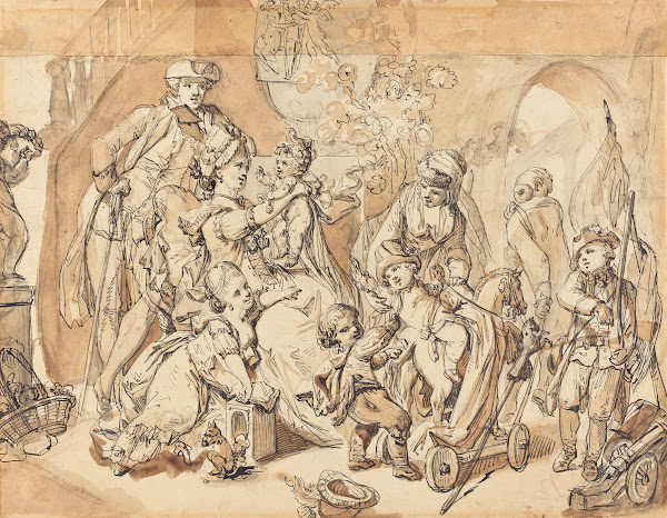 The Happy Family with Children Playing