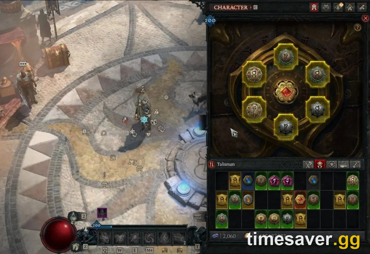 Salvaging Talisman Charms and Seals at the Blacksmith for Infused Horadric Resin in Diablo 4