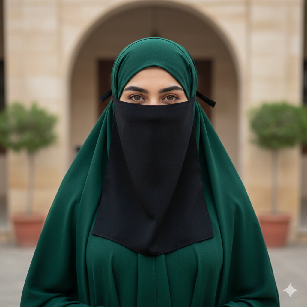 Black Chiffon Tie-Back Niqab | Extra-Wide Face Veil for Modest Coverage