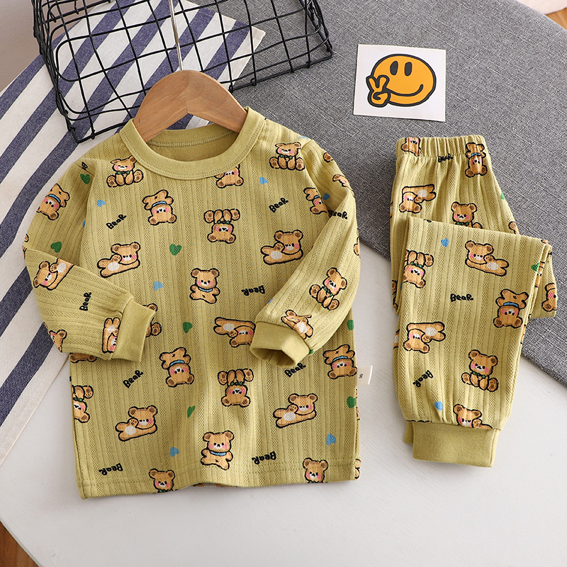 Kids' cotton pajama set with jacquard pattern
