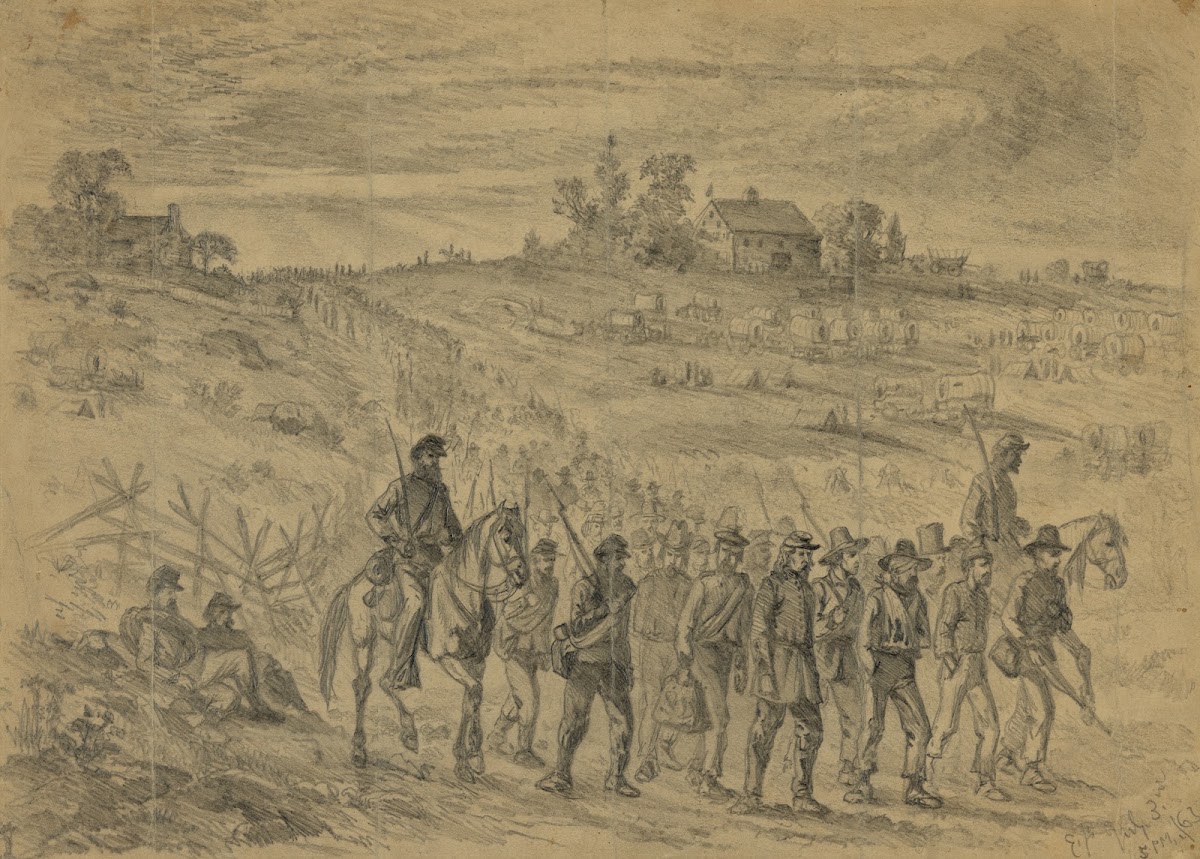 The battle of GettysburgPrisoners belonging to Gen Longstreets Corps captured by