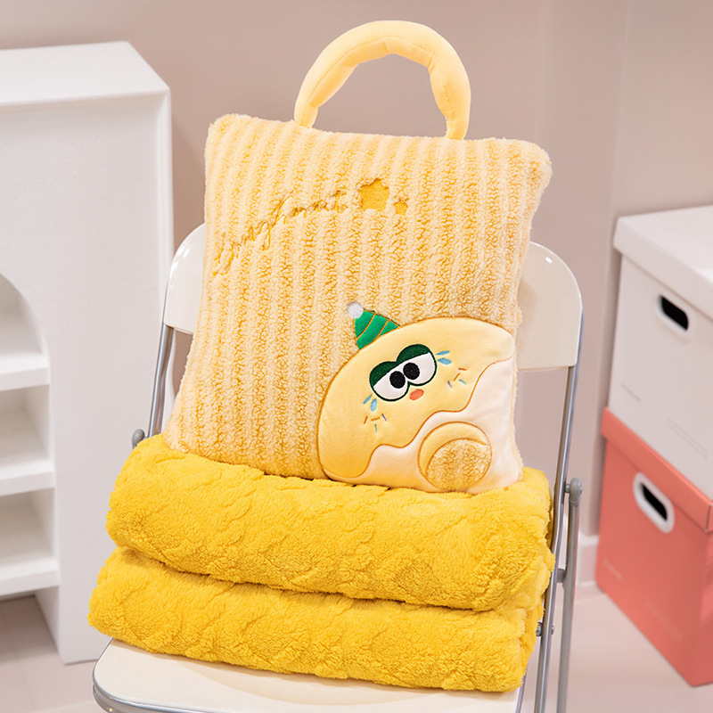 Cuddle cushion and blanket 2-in-1, striped pattern