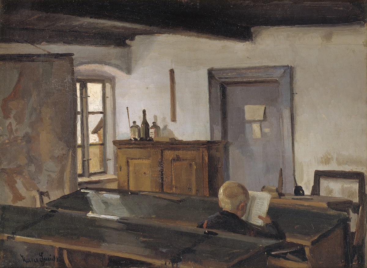 En Skolestue Med En Læsende Dreng 1853   1917