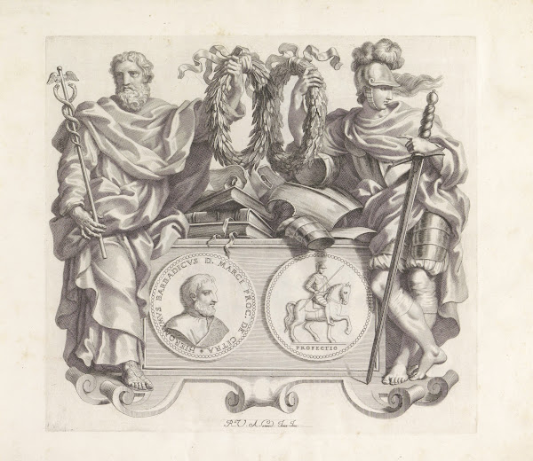 Portret van Girolamo Barbarigo met de personificaties van Wijsheid en Krijgskuns