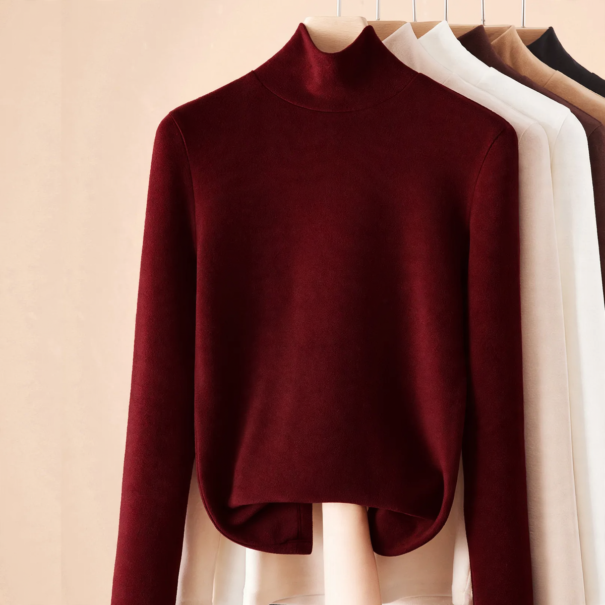 Women’s Long Sleeve Thermal Shirt with Stand-Up Collar