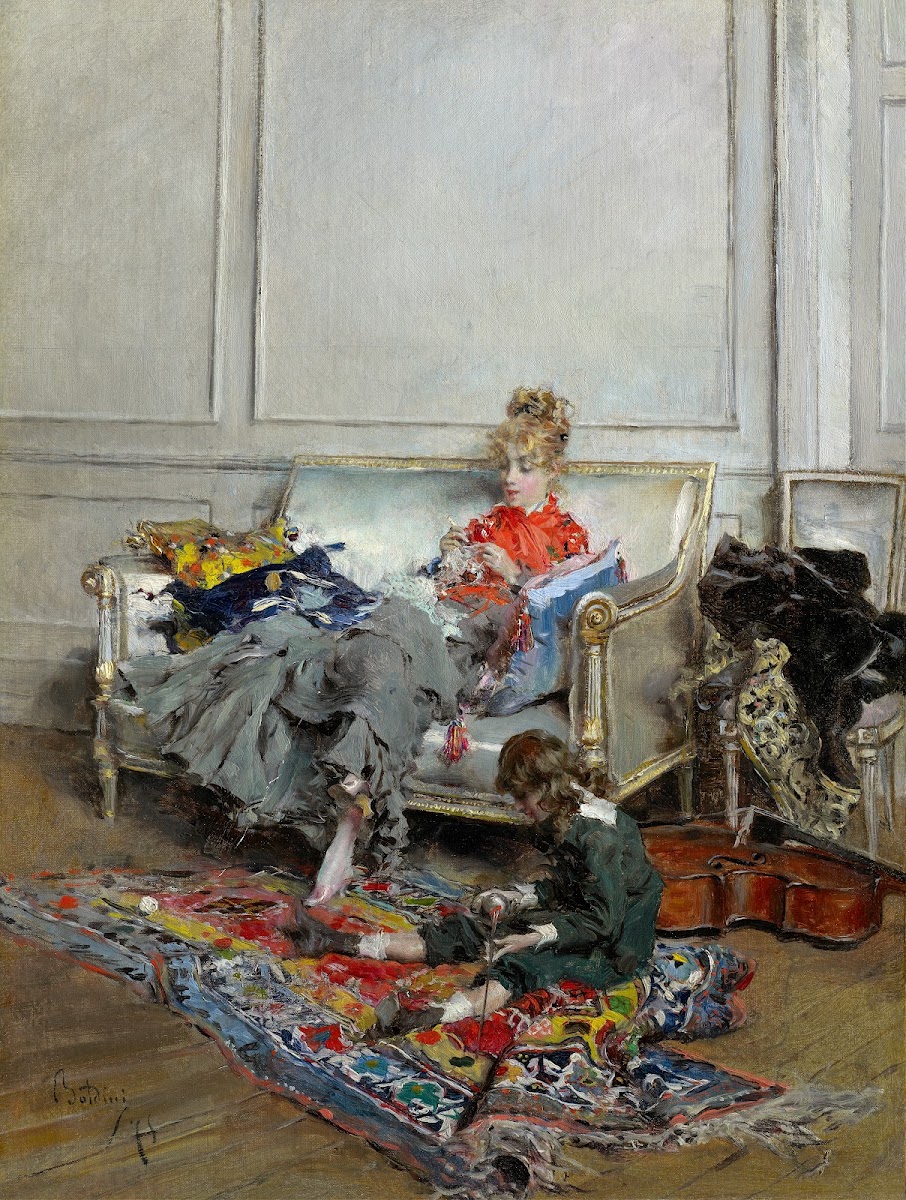 Young Woman Crocheting 1875