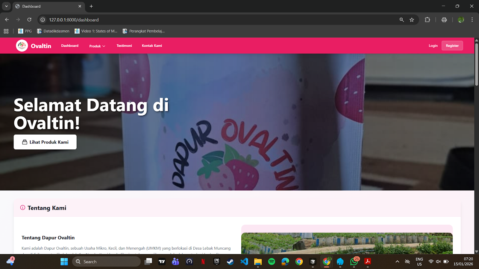 Perancangan Prototipe Website UMKM Stroberi Dapur Ovaltin untuk Pemantauan Data Penjualan