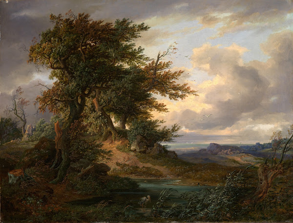 Landschaft mit Eichen am Meer 1834