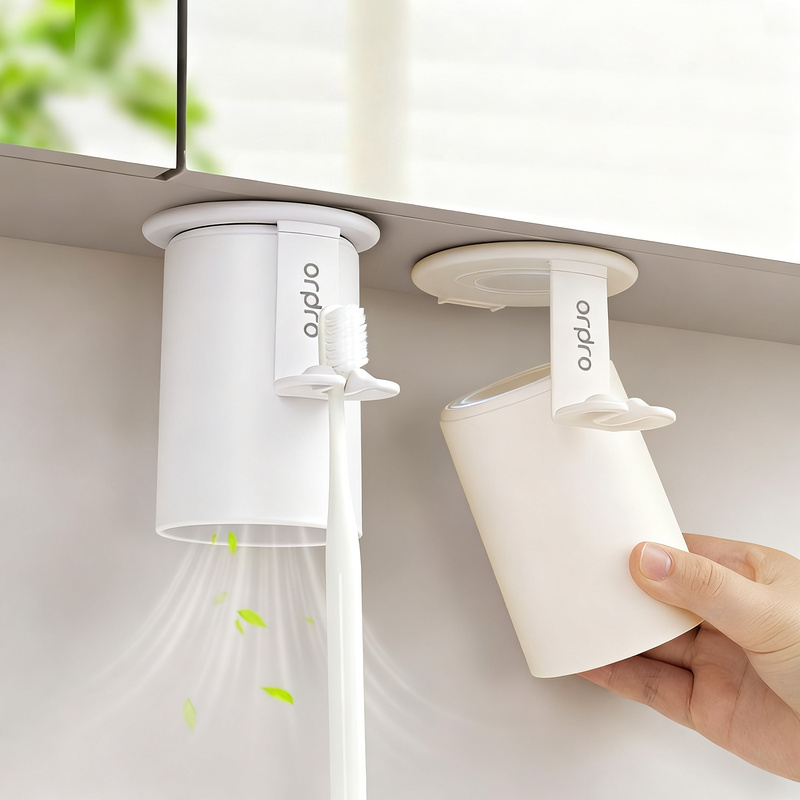 Magnetic toothbrush and rinsing cup holder