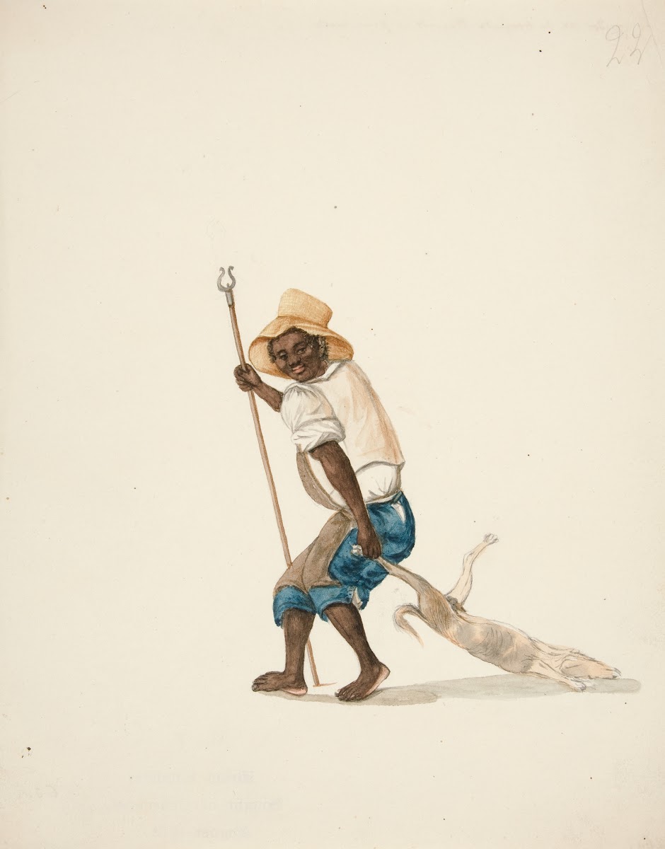 Indian Man Dragging Dead Dog ca1850