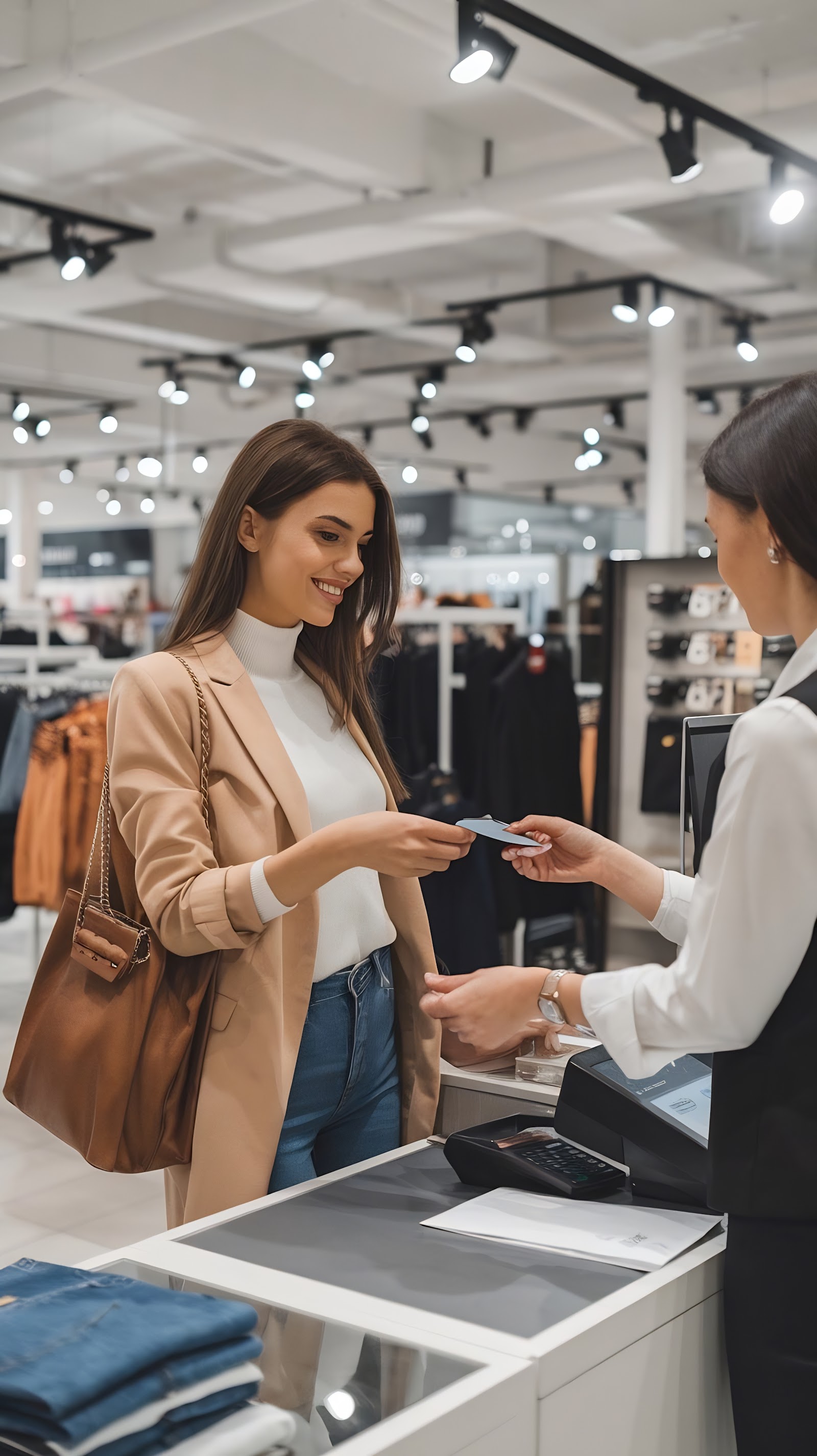 Cliente comprando ropa en una tienda de moda