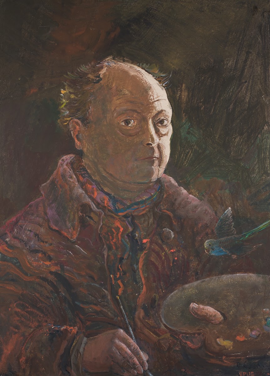 Selbstbildnis mit Wellensittich 1933