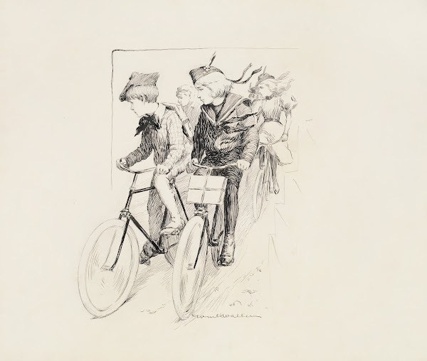 A group of children riding their bikes 1897